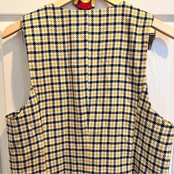 ModCloth Size L Yellow White Black Houndstooth Button up Vest with Faux Pockets - Picture 6 of 11